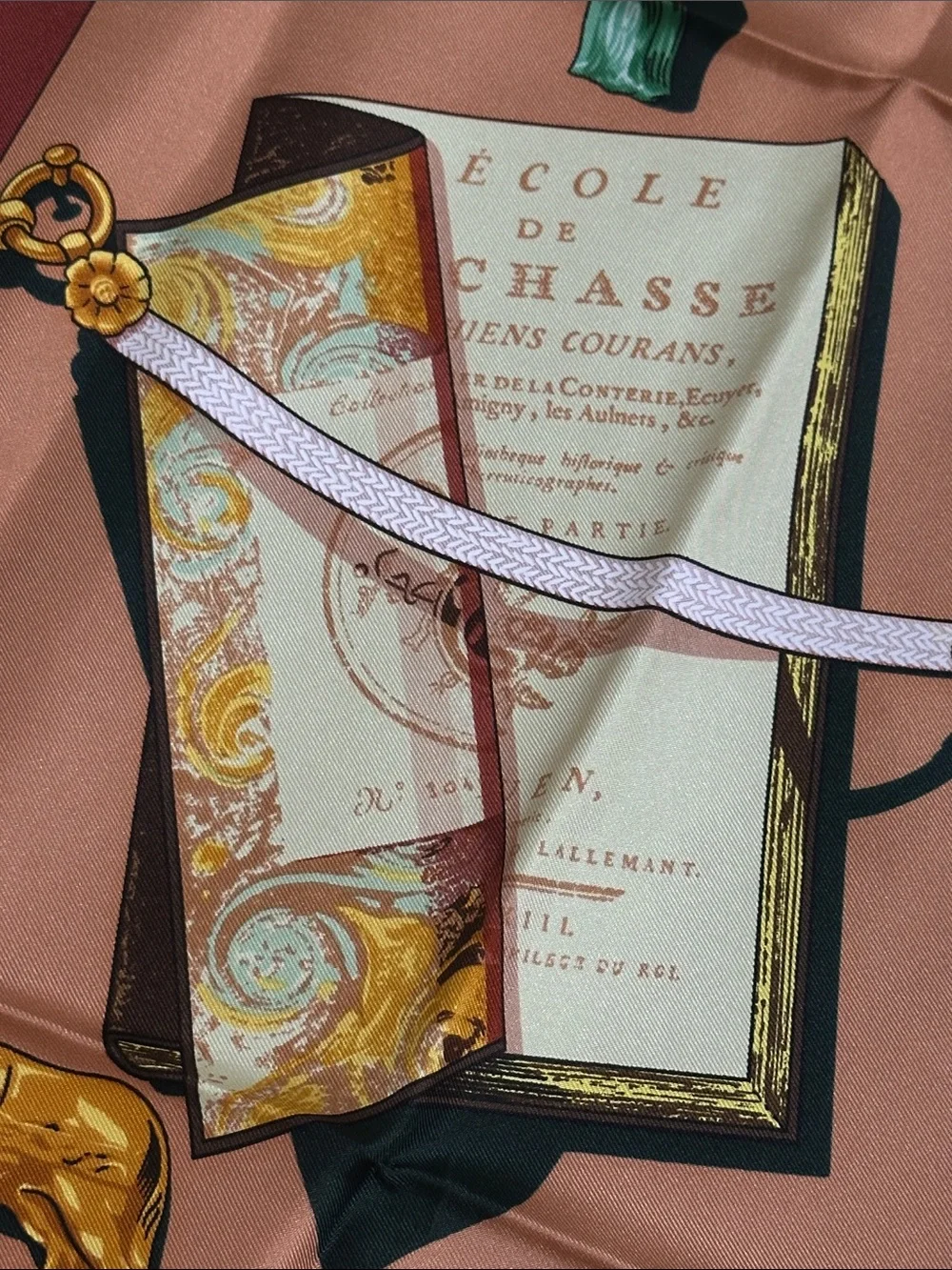 Hermes Printed Silk Scarf with Equestrian & Vintage Motif